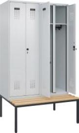 S/W-Gard.-Schrank EVOLO mit untergeb. Sitzbank RAL 7035/7035, 4 Abteile B1200xT500xH2120mm Produktbild