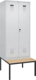 S/W-Gard.-Schrank EVOLO mit untergeb. Sitzbank RAL 7035/7035, 2 Abteile B800xT500xH2120mm Produktbild