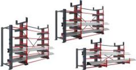 Schwerlast Ausrollregal 1-seitig Armlast 2000kg 4 Ebenen + Dachablage B4950xT1795xH2905mm Produktbild