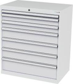 Schubladenschrank B900xT575xH1020 mm RAL7035/7035 7 Schubladen Produktbild