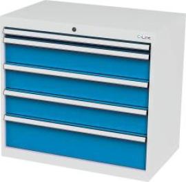 Schubladenschrank B900xT575xH820 mm RAL7035/5012 5 Schubladen Produktbild