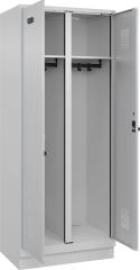 S/W-Gard.-Schrank EVOLO mit 100 mm hohem Sockel RAL 7035/7035, 2 Abteile B800xT500xH1950mm Produktbild
