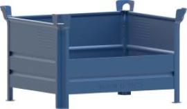 Stapelbehälter RAL5010 B1000xT800xH600 mm Nutzlast 1t Auflast 5t 1 Längsseite halb hoch Produktbild