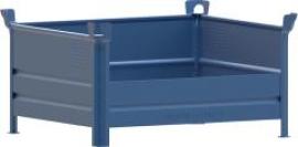 Stapelbehälter RAL5010 B1200xT1000xH600 mm Nutzlast 1t Auflast 5t 1 Längsseite halb hoch Produktbild