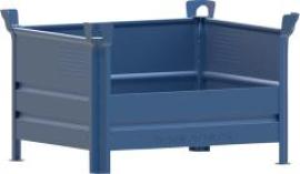 Stapelbehälter RAL5010 B1000xT800xH600 mm Nutzlast 2t Auflast 10t 1 Längsseite halb hoch Produktbild