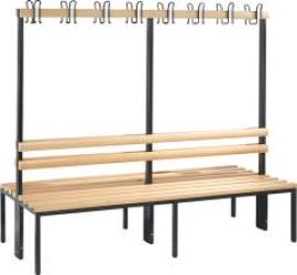 Garderobenbank doppels. B1960xT756xH1710 mm RAL 7021/Hartholz ohne Schurost, 6 Füße CP Produktbild