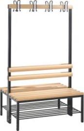 Garderobenbank doppels. B1000xT756xH1710 mm RAL 7021/Hartholz mit Schuhrost, 4 Füße CP Produktbild