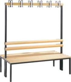 Garderobenbank doppels. B1500xT756xH1710 mm RAL 7021/Hartholz ohne Schurost, 4 Füße CP Produktbild