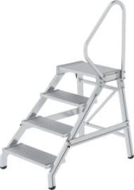 Alu-Montagetritt 4 Stufen mit Handlauf Podesthöhe 0,80 m Arbeitshöhe bis 2,80 m Produktbild