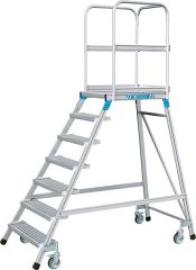 Podesttreppe einseitig 7 Stufen/Gitterrost Podesthöhe 1,68 m ZARGES Produktbild