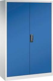 Flügeltürenschrank B1200xT400xH1950 mm RAL 7035/5010,4Fachböden Tragkraft 70kg Produktbild