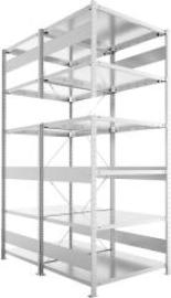 Doppel-Steckregal CLIP B1000xT2x800xH2500 mm Grundfeld 2x6 Böden vzk Fachlast 230kg META Produktbild