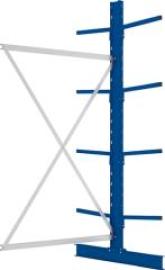 Kragarmregal L Anbaufeld B1330xT2x500xH2500 mm doppelseitig RAL 5010 2x4 Arme Traglast 175kg Produktbild