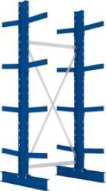 Kragarmregal M Grundfeld B1000xT2x400xH2500 mm doppelseitig RAL 5010 2x4 Arme Traglast 535kg Produktbild