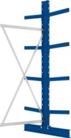 Kragarmregal M Anbaufeld B1000xT2x500xH2500 mm doppelseitig RAL 5010 2x4 Arme Traglast 430kg Produktbild