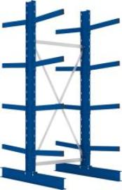 Kragarmregal M Grundfeld B1000xT2x600xH2500 mm doppelseitig RAL 5010 2x4 Arme Traglast 355kg Produktbild