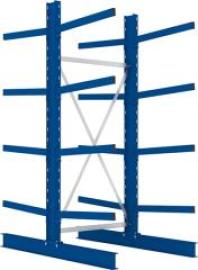 Kragarmregal M Grundfeld B1000xT2x800xH2500 mm doppelseitig RAL 5010 2x4 Arme Traglast 250kg Produktbild