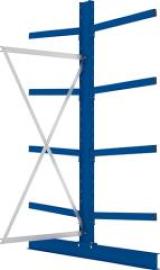 Kragarmregal M Anbaufeld B1000xT2x800xH2500 mm doppelseitig RAL 5010 2x4 Arme Traglast 250kg Produktbild