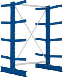 Kragarmregal M Grundfeld B1300xT2x500xH2000 mm doppelseitig RAL 5010 2x4 Arme Traglast 430kg Produktbild