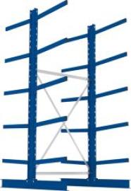 Kragarmregal M Grundfeld B1300xT2x800xH3000 mm doppelseitig RAL 5010 2x5 Arme Traglast 250kg Produktbild