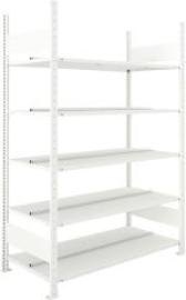 Steckregal Meta-COMPACT B1250xT600xH1850 mm Grundfeld 5 Böden RAL7035210 Ordner je Regalfeld Produktbild