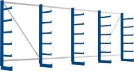 Kragarmregal ATLAS ST B5400xT500xH2000 mm einseitig RAL 5010 5 Arme Traglast 200kg Produktbild