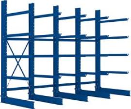 Kragarmregal H 4 Felder B4090xT1250xH3000 mm einseitig RAL 5010 5 Ebenen Traglast 2000kg Produktbild