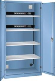 Akku-Ladeschrank B1000xT580xH1950mm RAL 5012,Vollblechtür 2x5-fach Leiste,4Böden Produktbild