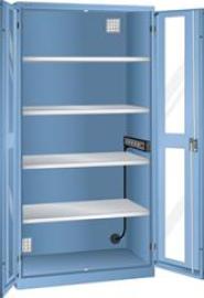 Akku-Ladeschrank B1000xT580xH1950mm RAL 5012,Sichtfenstertür 1x5-fach Leiste,4Böden Produktbild