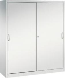 Schiebetürenschrank B1600xT500xH1950 mm RAL 7035, 8 Fachböden mit Mitteltrennwand CP Produktbild