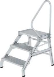 Alu-Montagetritt 3 Stufen mit Handlauf Podesthöhe 0,60 m Arbeitshöhe bis 2,60 m Produktbild