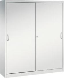 Schiebetürenschrank B1600xT400xH1950 mm RAL 7035, 8 Fachböden mit Mitteltrennwand CP Produktbild