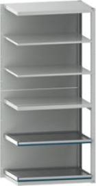 Schubladenregal B1020xT706xH2200 mm Anbaufeld RAL 7035/5012 7 Böden LISTA Produktbild