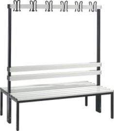 Garderobenbank doppels. B1500xT756xH1710 mm RAL 7021/Kst.-Leisten ohne Schurost, 4 Füße CP Produktbild