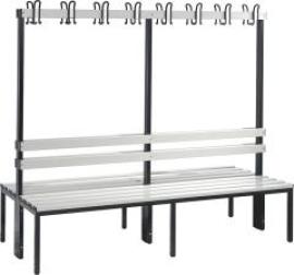 Garderobenbank doppels. B1960xT756xH1710 mm RAL 7021/Kst.-Leisten ohne Schurost, 6 Füße CP Produktbild