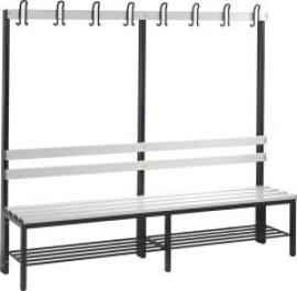 Garderobenbank einseitig B1960xT403xH1710 mm RAL 7021/Kst.-Leisten mit Schuhrost, 6 Füße CP Produktbild