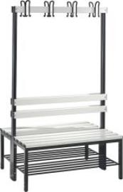 Garderobenbank doppels. B1000xT756xH1710 mm RAL 7021/Kst.-Leisten mit Schuhrost, 4 Füße CP Produktbild