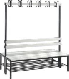 Garderobenbank doppels. B1500xT756xH1710 mm RAL 7021/Kst.-Leisten mit Schuhrost, 4 Füße CP Produktbild