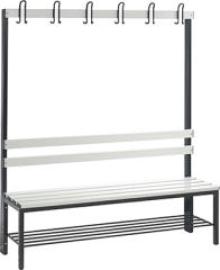 Garderobenbank einseitig B1500xT403xH1710 mm RAL 7021/Kst.-Leisten mit Schuhrost, 4 Füße CP Produktbild