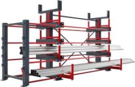 Schwerlast Ausrollregal 2-seitig Armlast 2000kg 4 Ebenen + Dachablage B5140xT1925xH2905mm Produktbild