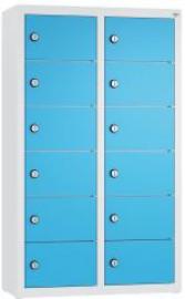 Kleingefachschrank B460xT200xH770 mm RAL7035/5012,wandhängend 2x6 Fächer Produktbild