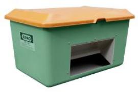 Streugutbehälter 400 l B1210xT820xH670 mm mit Entnahmeöffnung grün/orange Produktbild