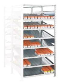 Schrägbodenregal B1000xT2x500xH2000 mm Anbaufeld 2x8 Böden vzk Fachlast 150kg Produktbild