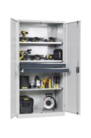 Akku-Ladeschrank B1000xT580xH1950mm RAL 7035,Vollblechtür 2x5-fach Leiste,4Böden Produktbild