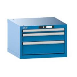 Unterschrank B564xT572xH383mm 27x27 E RAL 5012 3 Schubladen Produktbild