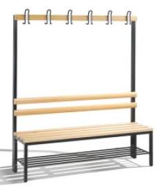 Garderobenbank einseitig B1500xT403xH1710 mm RAL 7021/Hartholz mit Schuhrost, 4 Füße CP Produktbild