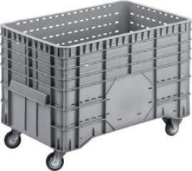 Großbehälter PE fahrbar B1020xT640xH700 mm grau Volumen 300 l Boden/Wände durchbrochen Produktbild
