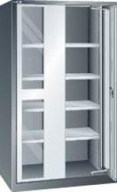 Einschwenktürenschrank B1100xT641xH1950mm RAL 7035,Sichtfenstertür 4 Böden Produktbild