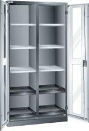 Flügeltürenschrank B1000xT580xH1950mm RAL 7035,Sichtfenstertür Trennwand,10 Böden Produktbild