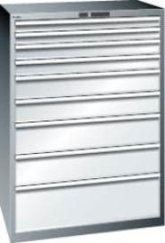Schubladenschrank 54x36E B1023xT725xH1450mm NCS 6502-S/RAL7035 9 Schubladen 75/200kg Produktbild